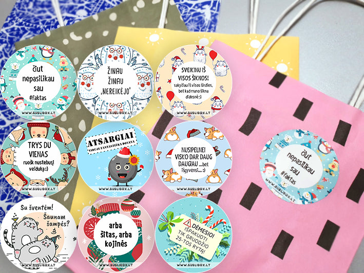 Popierinis maišelis su Kalėdiniu lipduku